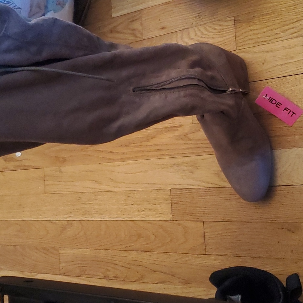 Fashion Nova Taupe Wide Calf Boots